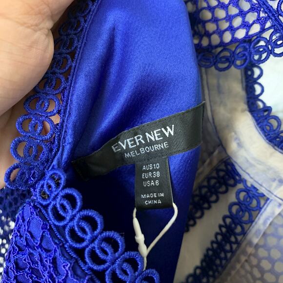 Ever New Blue Lace Flare Sleeve NWT Dress Size 6 Flippy Scalloped Hem - Picture 3 of 4